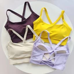 Women's Crisscross Racerback Sports Bra - Built-in Cups, High Support, Moisture-Wicking for Yoga Pilates Fitness Training