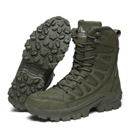 Men Mountaineering Shoes Outdoor Non-slip Tactical Boot Desert Boot Breathable Leather Upper High Top Field Training Safety Shoe