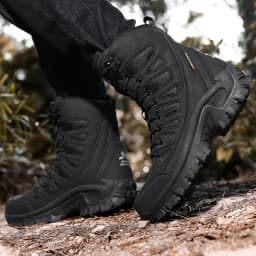 Men Mountaineering Shoes Outdoor Non-slip Tactical Boot Desert Boot Breathable Leather Upper High Top Field Training Safety Shoe