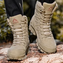 Men Mountaineering Shoes Outdoor Non-slip Tactical Boot Desert Boot Breathable Leather Upper High Top Field Training Safety Shoe