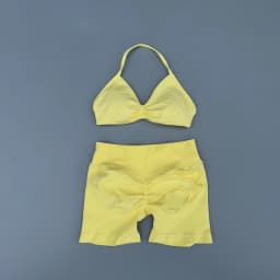 2 Pieces Yoga Gym Set Women Seamless Strappy Yoga Bra High Waist Workout Scrunch Shorts Sports Set Fitness Clothes Sportswear