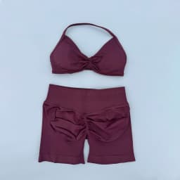 2 Pieces Yoga Gym Set Women Seamless Strappy Yoga Bra High Waist Workout Scrunch Shorts Sports Set Fitness Clothes Sportswear