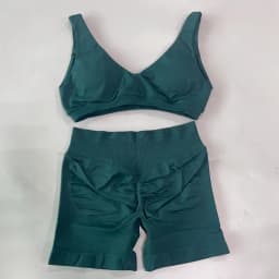 2 Pieces Seamless Yoga Set Women Scoop Backless Sports Bra V Neck Top Scrunch Shorts Yoga Suit Outfits Gym Clothes Workout Sets