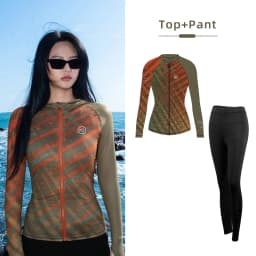Nu-June Women Surf Suit 2 Pieces Set Rashguard Swimming Zipper Long Sleeves Surfing Shirts and Pants UV Protection Wetsuits