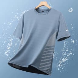 Quick Dry Running T-shirt Summer Ice Silk Thin Top Printing Short Sleeve Outdoor Breathable Round Collar Fitness Sports T-shirt
