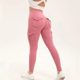 Women's Solid Color Gym Leggings High Waisted Fitness Yoga Pants Practical Pocket Stretch Outdoors Sports Cargo Styles Pants