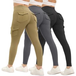 Women's Solid Color Gym Leggings High Waisted Fitness Yoga Pants Practical Pocket Stretch Outdoors Sports Cargo Styles Pants