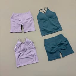 2 Pcs Sports Set Women Twist Front Longline Top Seamless Cross Waist Quick Dry Yoga Shorts Suit Gym Running Workout Fitness Sets