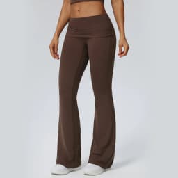 Women Pleated High-Waisted Yoga Pants Butt Lifting Skinny With A Wide-leg Design Flared Leggings for Running Fitness Yoga Pants