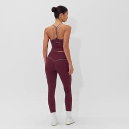 Women High Waist Yoga Leggings V Back Contrast Stitching Butt Lifting Gym Pants Tummy Control Workout Tights Running Sportswear