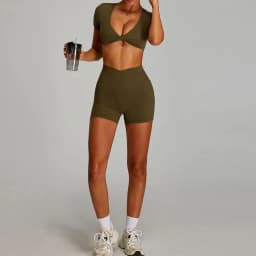 Women Outfits Yoga Suit 2PCS Sports Set Quick-Drying Gym Set Women Tracksuit Running Workout Short Sleeves Sports Yoga Clothing