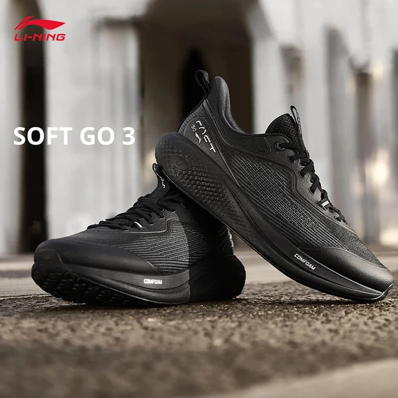 LI-NING SOFT GO 3 Men's Lightweight Comfortable citywalk Shoes Soft Thick Heel Sports Casual Shoes AGLW001