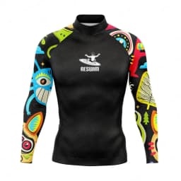 Men's Surfing Suit Funny Rash Guards Swimwear Long Sleeve T-shirt Boy Beach UV Protection Swimsuit Surf Swimming Tights Sports