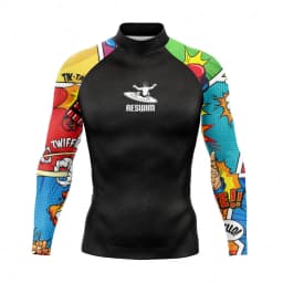 Men's Surfing Suit Funny Rash Guards Swimwear Long Sleeve T-shirt Boy Beach UV Protection Swimsuit Surf Swimming Tights Sports