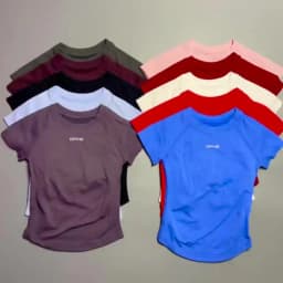 DFHE Women Breathable Sports T Shirt Short Sleeve Round Neck Elastic Casual Tops For Gym Yoga Running Fitness