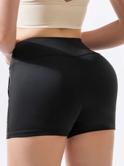 Women High Waist Pocket Yoga Shorts, Tight Butt Lifting 3 Inch Workout Shorts for Running Fitness Summer