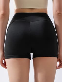 Women High Waist Pocket Yoga Shorts, Tight Butt Lifting 3 Inch Workout Shorts for Running Fitness Summer