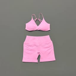HISTELLO Vision Shorts Set Seamless Yoga Short Pants Suit Vision Twist Front Sports Bra Scrunch Butt Backless GYM Clothing