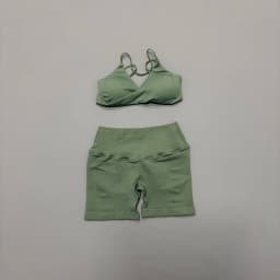 HISTELLO Vision Shorts Set Seamless Yoga Short Pants Suit Vision Twist Front Sports Bra Scrunch Butt Backless GYM Clothing