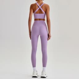 Women Cross Back Spaghetti Strap Sports Bra Yoga Set Quick Dry 2Pcs Outfit Gym Running Workout Activewear 0558
