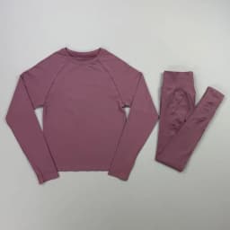 2 Pieces Gym Set Women Crew Neck Thumb Hole Long Sleeve Slim Crop Shirt Scrunch Butt Leggings Stretchy Soft Yoga Pilates Suit
