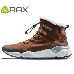 RAX Women Genuine Leather Hiking Shoes Outdoor Waterproof Warm Sneakers Breathable Outdoor Sports Shoes Men Walking Sneakers