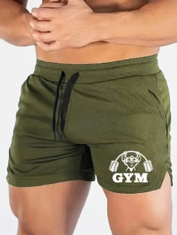 Dumbbell Muscle Running Shorts, Quick Drying Breathable Marathon Shorts, 3-minute Fitness Beach Pants, Tight Mesh Fabric, Sporty