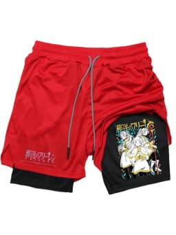 Frieren Print Men's Shorts Summer Double Layer Letter Print Quick Drying Pants Fitness 2in1 Tracksuit Sportswear Workout Short
