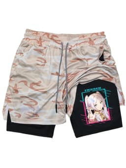 Frieren Print Men's Shorts Summer Double Layer Letter Print Quick Drying Pants Fitness 2in1 Tracksuit Sportswear Workout Short
