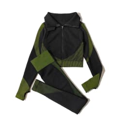2/3Pcs Women Yoga Suit Seamless Knitted Yoga Pants Leggings Clothing Zipper Long Sleeve Crop Top Fitness Wear Sportswear Gym Set