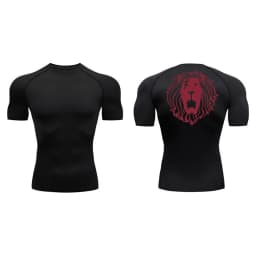 Lion Print Compression Shirts for Men Gym Workout Undershirt Baselayers Athletic Quick Dry Tshirts Tees Short Sleeve Rash Guard