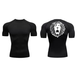 Lion Print Compression Shirts for Men Gym Workout Undershirt Baselayers Athletic Quick Dry Tshirts Tees Short Sleeve Rash Guard