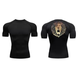 Lion Print Compression Shirts for Men Gym Workout Undershirt Baselayers Athletic Quick Dry Tshirts Tees Short Sleeve Rash Guard
