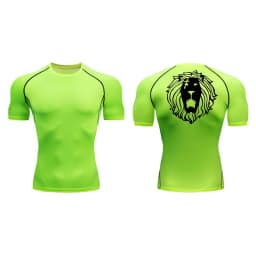 Lion Print Compression Shirts for Men Gym Workout Undershirt Baselayers Athletic Quick Dry Tshirts Tees Short Sleeve Rash Guard
