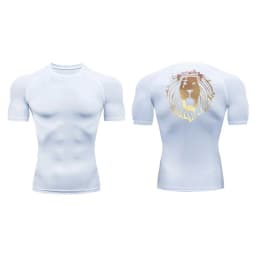 Lion Print Compression Shirts for Men Gym Workout Undershirt Baselayers Athletic Quick Dry Tshirts Tees Short Sleeve Rash Guard