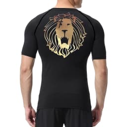 Lion Print Compression Shirts for Men Gym Workout Undershirt Baselayers Athletic Quick Dry Tshirts Tees Short Sleeve Rash Guard