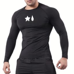 Spider Print Compression Shirt for Men Sporty Quick Dry Long Sleeve Tees Tshirt Tops Gym Workout Fitness Undershirts Baselayers