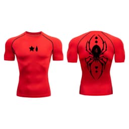 Spider Print Compression Shirt for Men Sporty Quick Dry Long Sleeve Tees Tshirt Tops Gym Workout Fitness Undershirts Baselayers