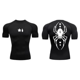 Spider Print Compression Shirt for Men Sporty Quick Dry Long Sleeve Tees Tshirt Tops Gym Workout Fitness Undershirts Baselayers