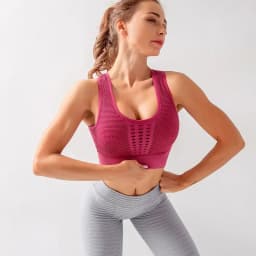 Seamless Mesh Women Sports Bras Fitness Gym Running Underwear Shockproof Bra Wireless Crop Top Breathable Yoga Bras Solid Color