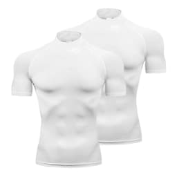 1/2pcs Compression Shirts Mens Summer Running T-shirts Turtleneck Elastic Quick Dry Sport Tees Athletic Gym Short Sleeve T Shirt