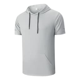 CHRLCK Men's Quick-Dry Running T-Shirt Outdoor Sports Streetwear Hoodie Shirts Summer Gym Jogging Short Sleeve Boys
