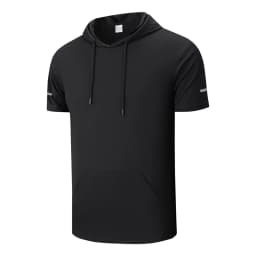 CHRLCK Men's Quick-Dry Running T-Shirt Outdoor Sports Streetwear Hoodie Shirts Summer Gym Jogging Short Sleeve Boys