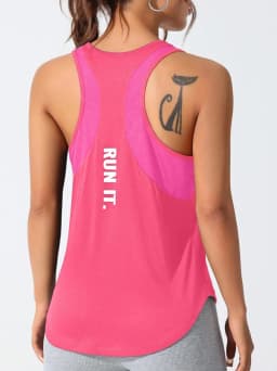 Women's Stitched Letters Quick-Drying Sports Vest, Breathable Net yoga Sportswear, Tennis Uniform Cycling Suit, Daily Wear
