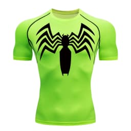 Spider Print Compression Shirts for Men Summer Short Sleeve Rash Guard Gym Workout Running Tshirt Athletic Quick Dry Tees Tops