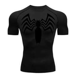 Spider Print Compression Shirts for Men Summer Short Sleeve Rash Guard Gym Workout Running Tshirt Athletic Quick Dry Tees Tops