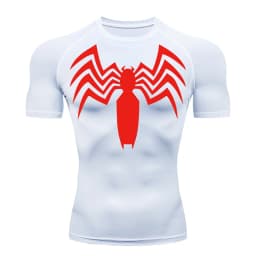 Spider Print Compression Shirts for Men Summer Short Sleeve Rash Guard Gym Workout Running Tshirt Athletic Quick Dry Tees Tops
