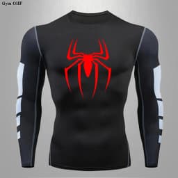 Men Long Sleeve Rashguard Compression T-Shirt Elastic Running Fitness Tee Tops Tight Man Sports Training Superhero Sportswear