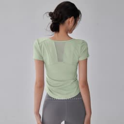 New Summer Cool Sunscreen Sports Top for Women's Mesh Breathable Quick-drying Yoga Suit Short-sleeved Slimming Fitness Suit
