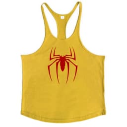 Red Spider Printed Sleeveless Cotton Y-back Tank Tops Gym Fitness Bodybuilding Sport Shirts Breathable Mens Workout Muscle Vests